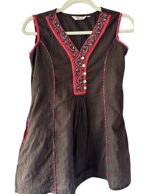 Akkriti Brown Sleeveless Blouse - Size XS